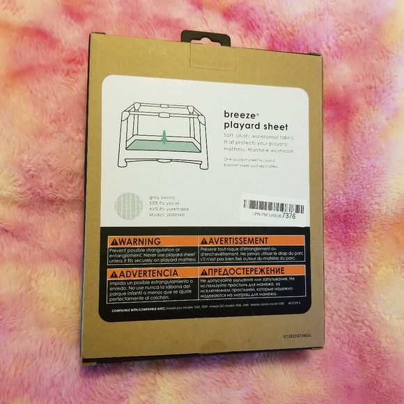 4 Moms New Breeze Play Yard Sheet Gray Beads Waterproof New in Box - Picture 5 of 6